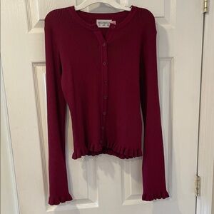 Hello Molly Burgundy Button-Up Cardigan